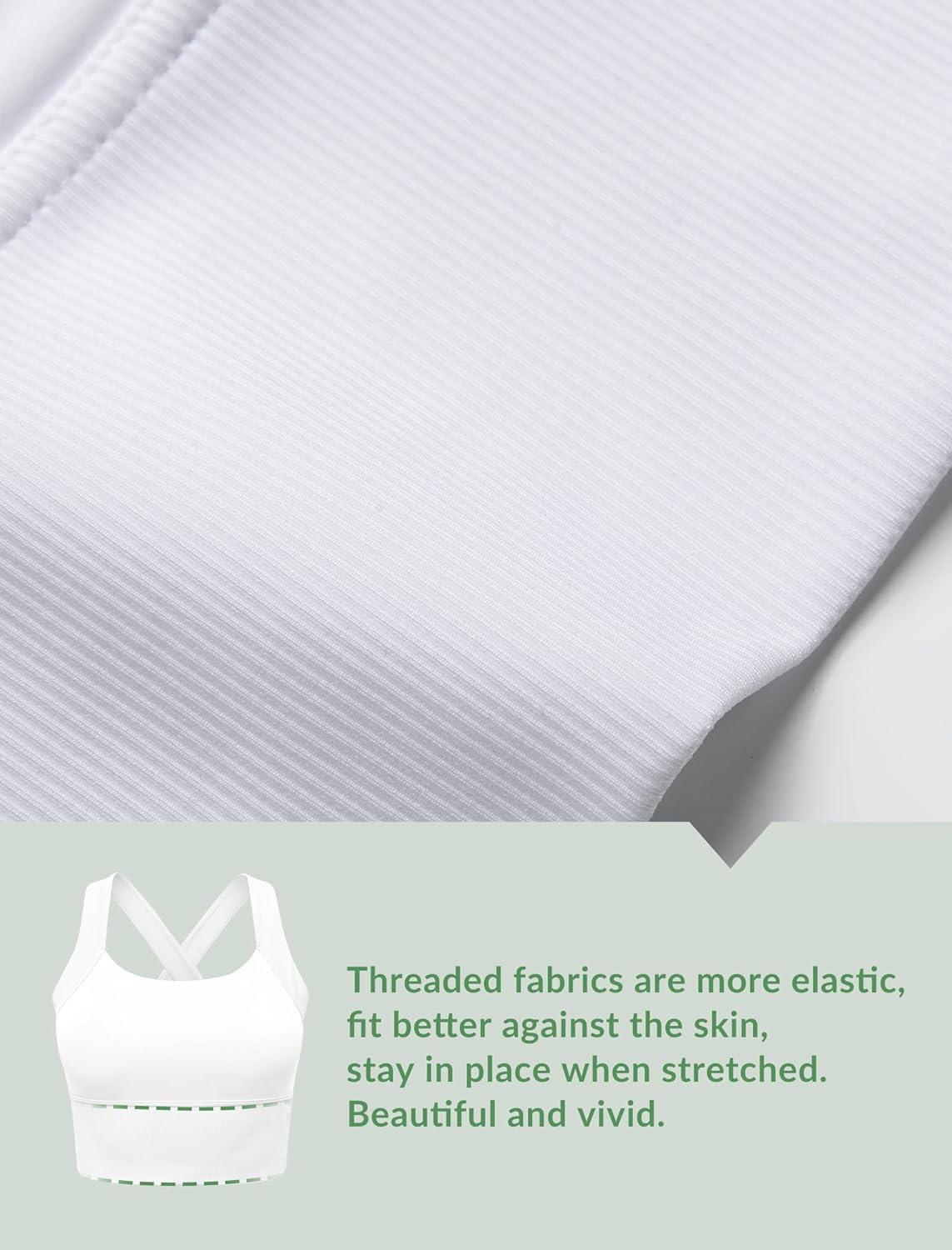 Yvette Longline Cross Strap Yoga Sports Bras for Women Wide High Sides Light Support Cropped Tank Top(White)