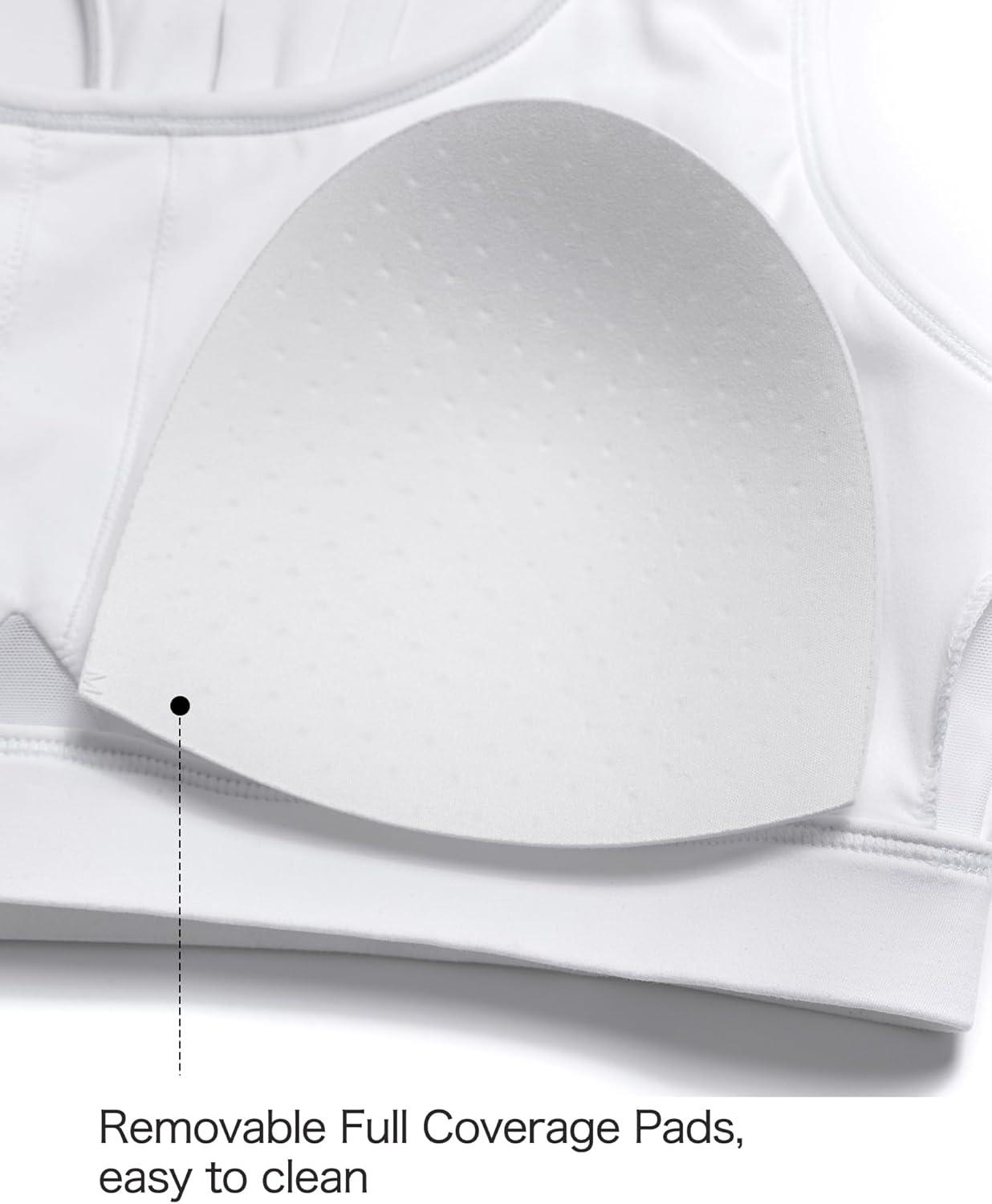 Yvette Yoga Sports Bras for Women Hollow Racerback Light Support Low Impact Paded Bra with Removable Pads(White)