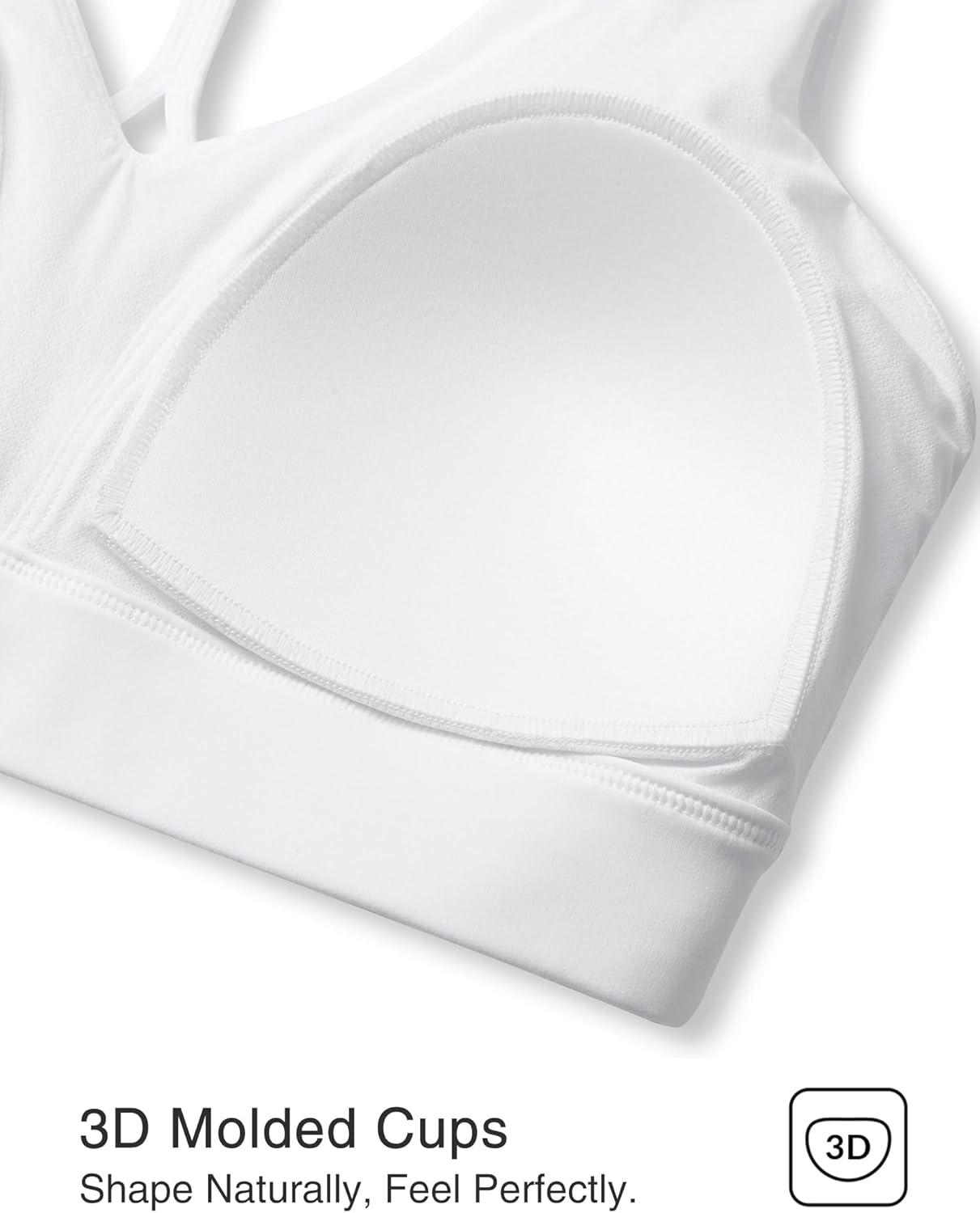 Yvette V-Neck Yoga Bra with Fixed Cups Cross-Back Design Sports Bras Workout Crop Top for Women(White)