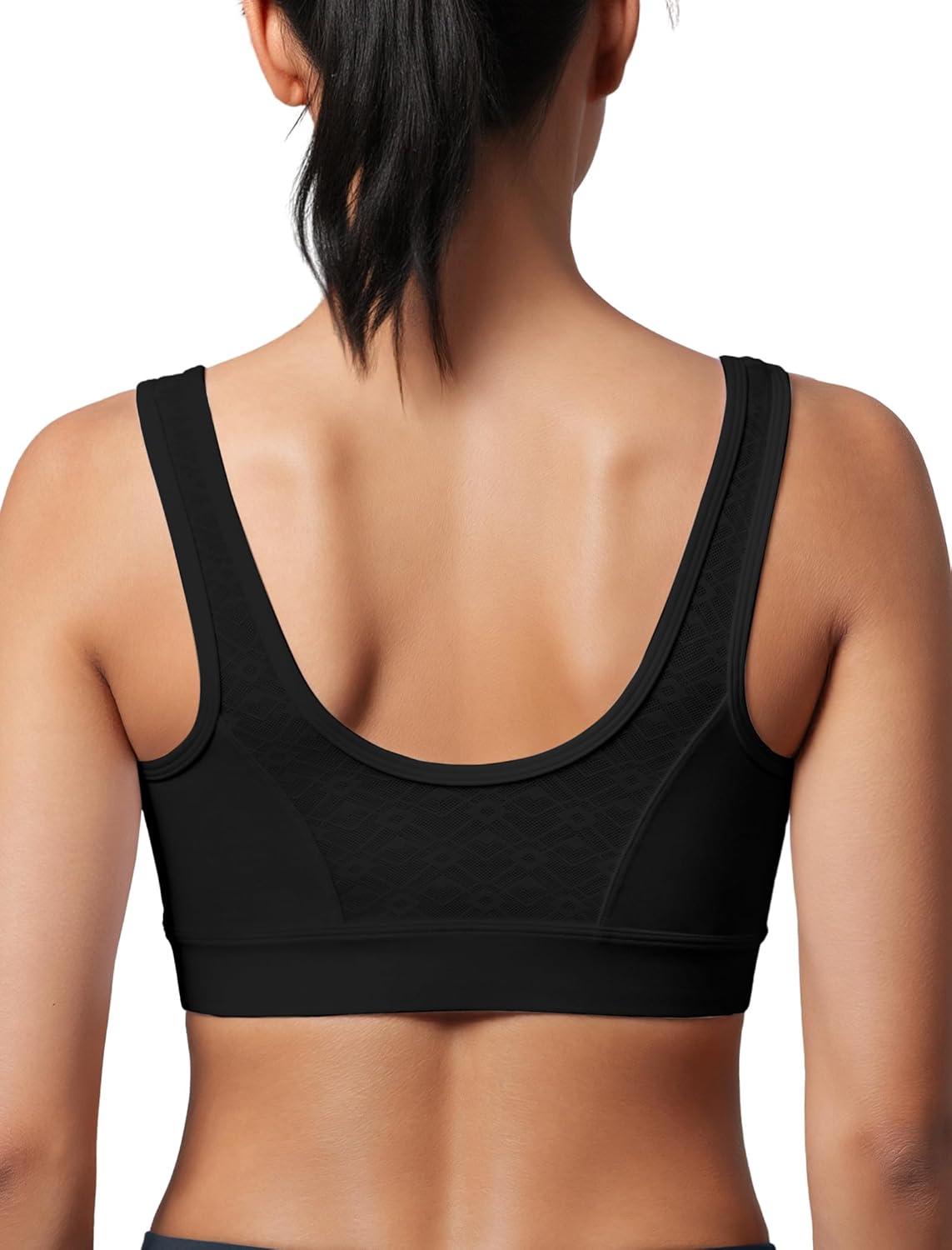 Yvette Sports Bras for Women Lightweight Series Yoga Bras Soft U Back Workout Tops with Detachable Pads(Black)
