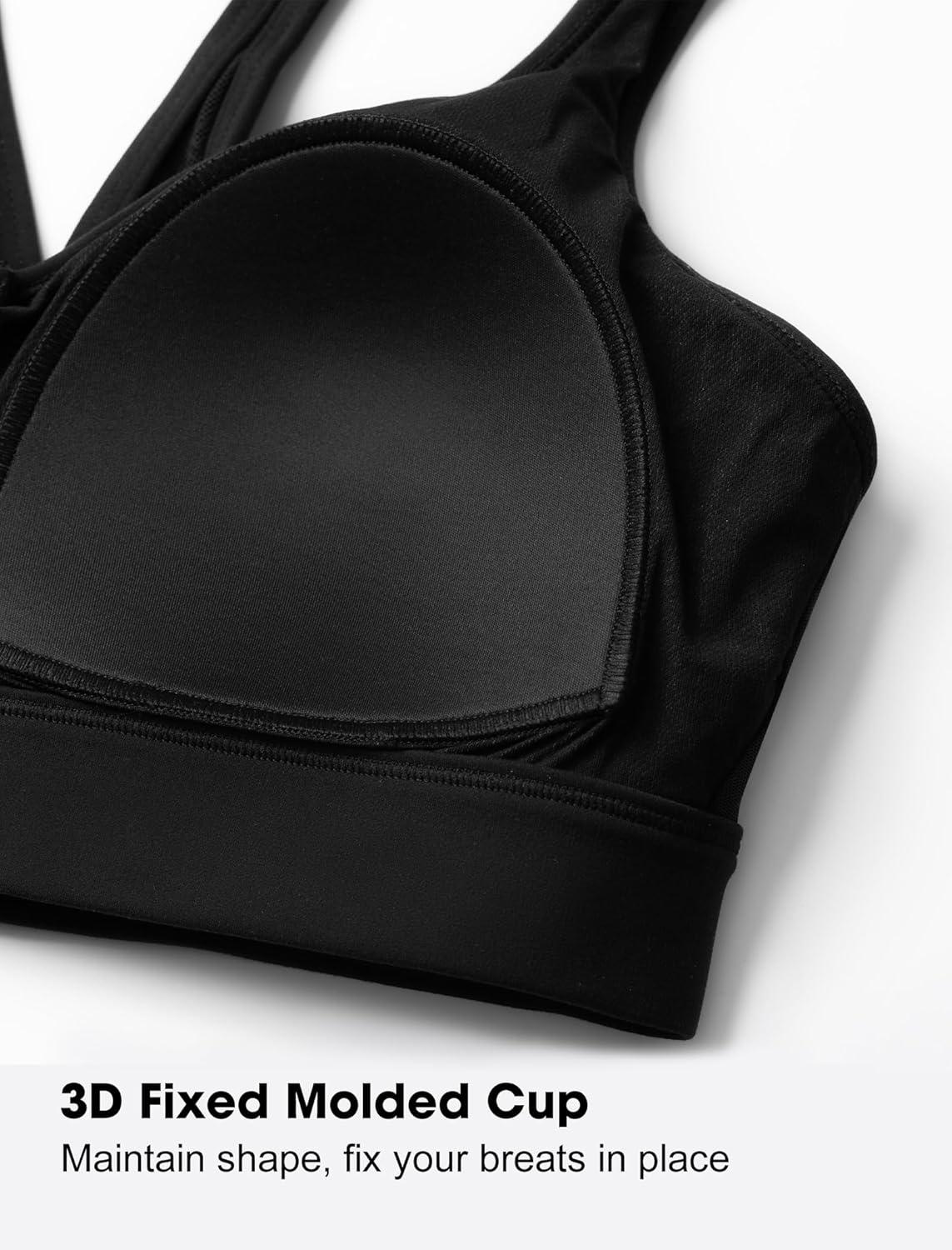 Yvette Yoga Bras Light Support for Women Low Impact Spaghetti Strap Mesh Splicing Style for Yoga Pilates Walking Daily(Black)