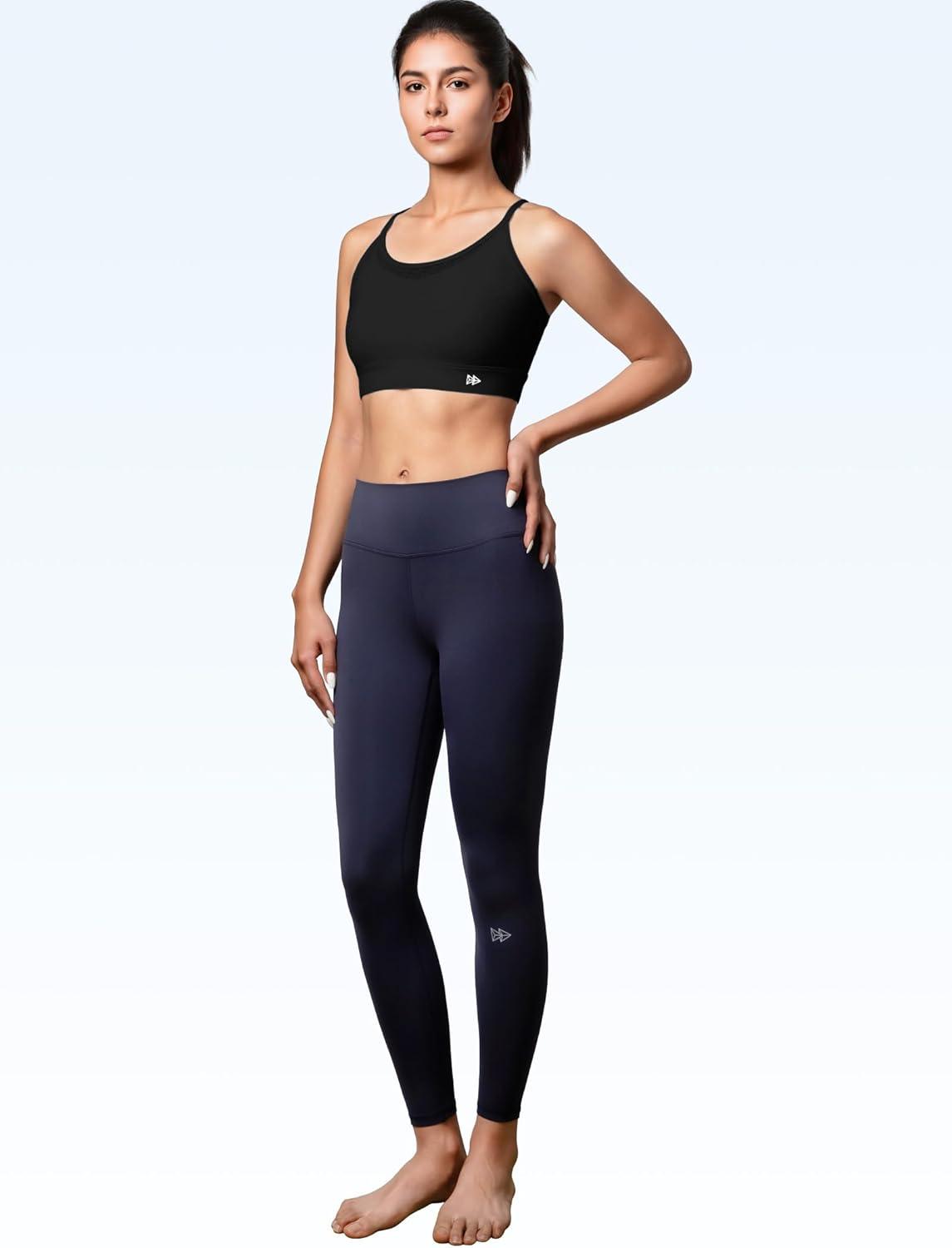Yvette Women’s Lightweight Sports Bra 3D Fixed Cup – Mesh Yoga Workout Top with Spaghetti Strap(Black)