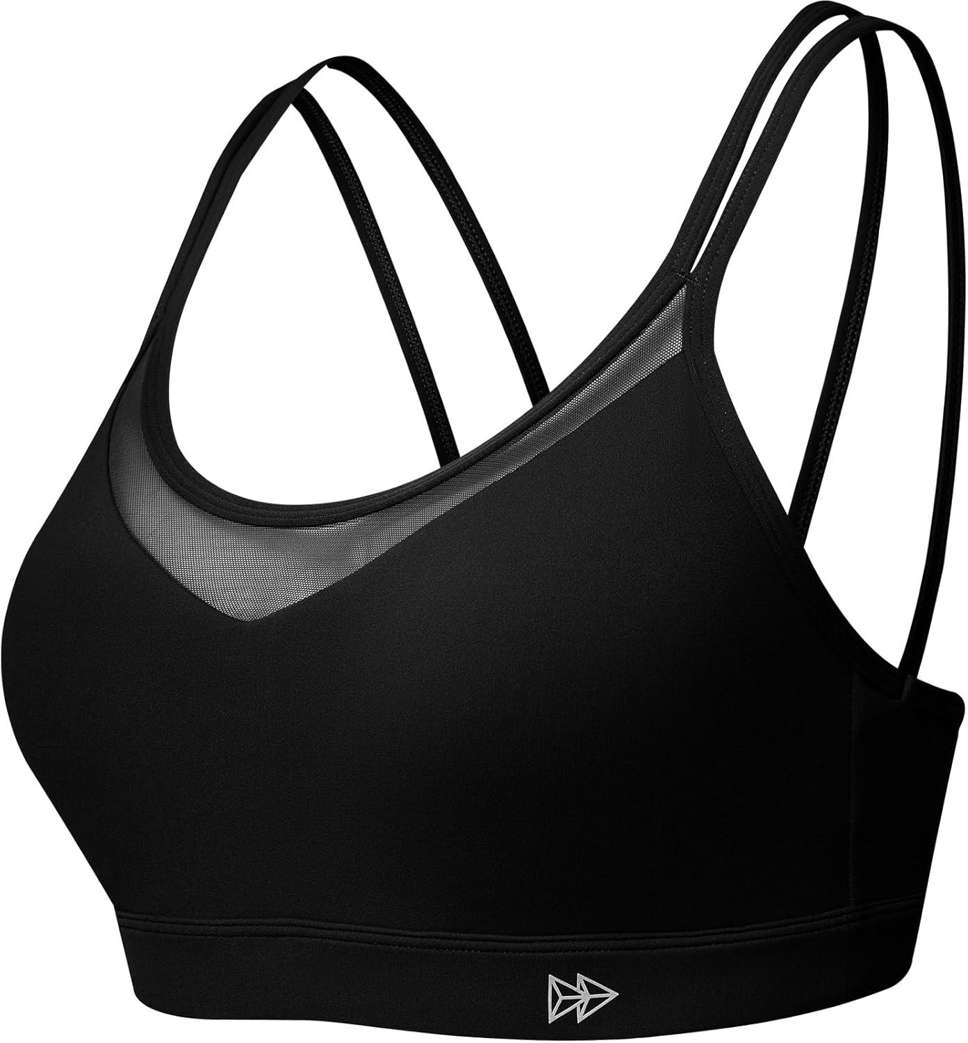 Yvette Sports Bra Lightweight Cloud Series for Women Mesh Splicing Style(Black)