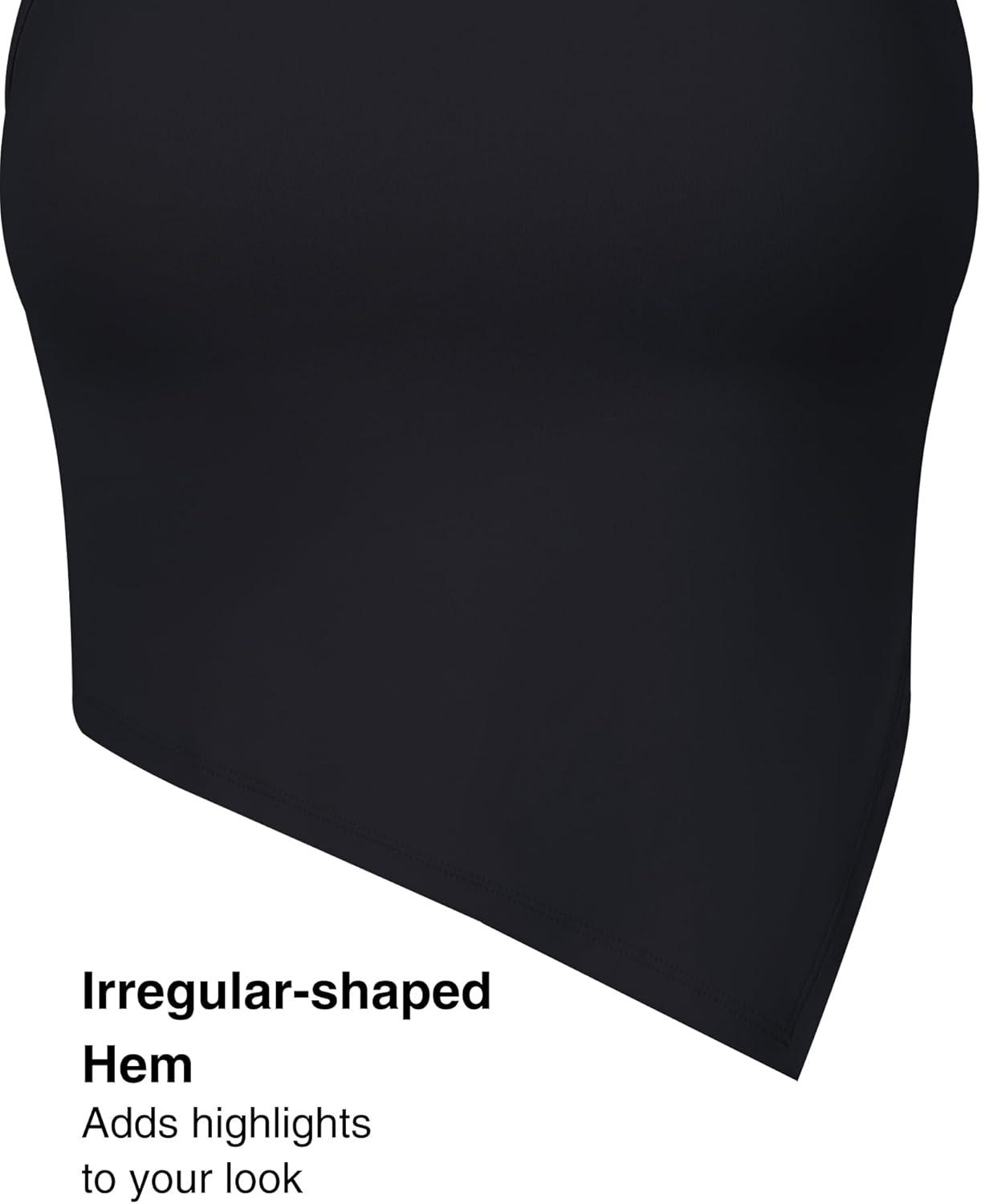 Yvette Sports Bras for Women with Removable Pads Adjustable Thin Straps Tank Tops(Black)