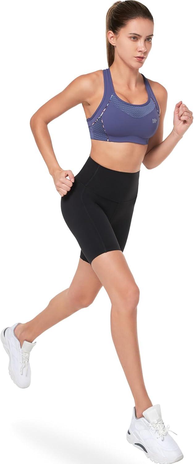 Yvette Sports Bras for Women High Impact Support Racerback Sports Bra Plus Size No Underwire for Running Workout(Purple)