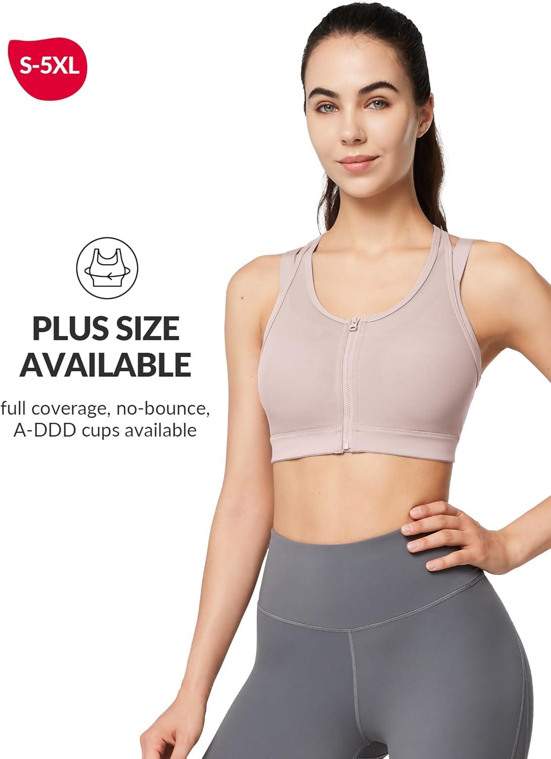 Yvette High Impact Women Sports Bra Front Closure Double Deck Mesh Running Bra for Plus Size(Pastel Pink)