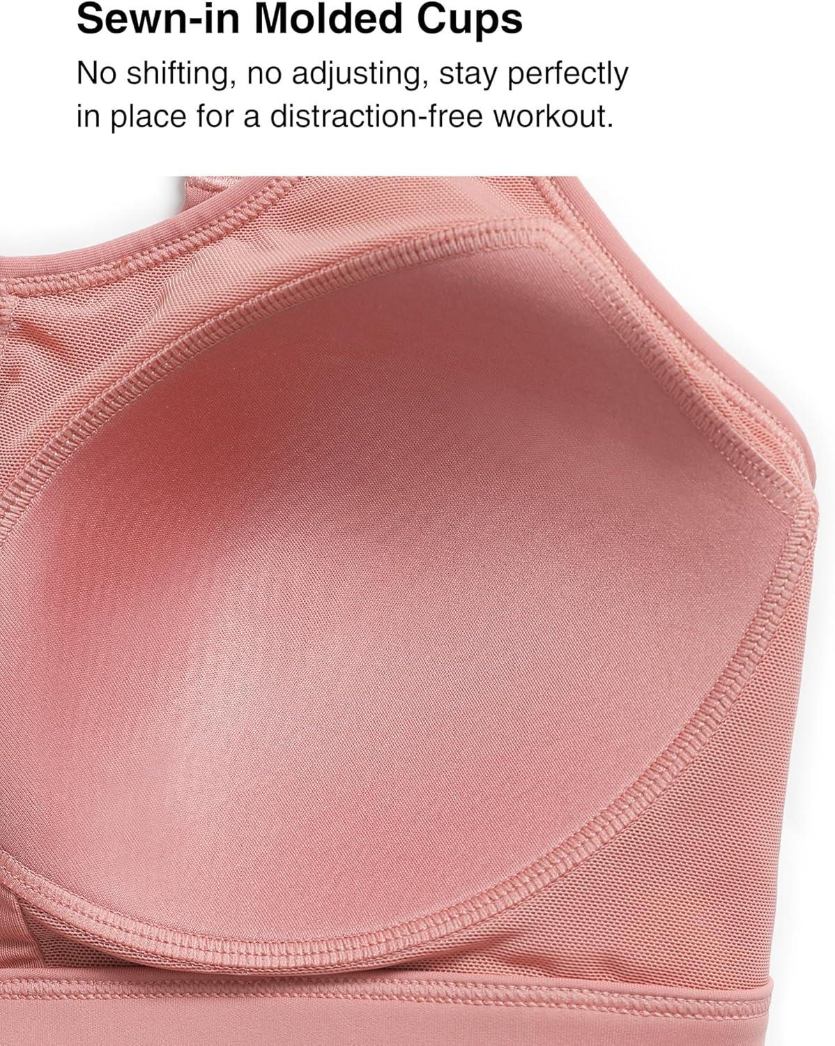 Yvette Adjustable Sports Bras for Women High Impact – Zip Front Sports Bra Plus Size Wireless for Running Workout(Rose Red)