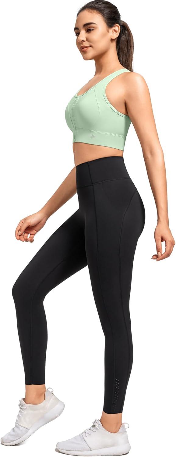 Yvette High Support Sports Bras for Women Zip Front Closure Sports Bra Plus Size Supportive Mold Cups Running Workout(Green)