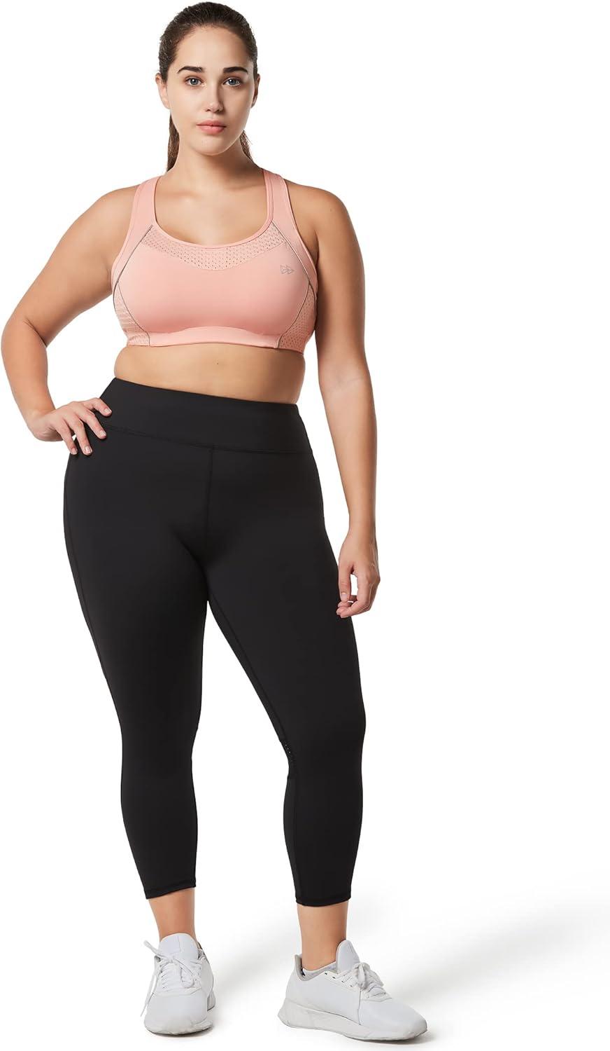 Yvette Sports Bras for Women High Impact Support Racerback Sports Bra Plus Size No Underwire for Running Workout(Pink)