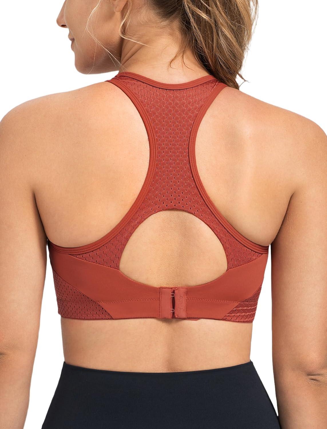 Yvette Sports Bras for Women High Impact Support Racerback Sports Bra Plus Size No Underwire for Running Workout(Orange Red)