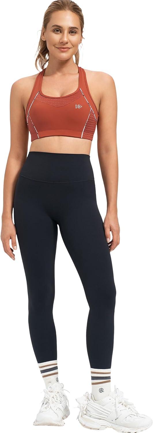 Yvette Sports Bras for Women High Impact Support Racerback Sports Bra Plus Size No Underwire for Running Workout(Orange Red)