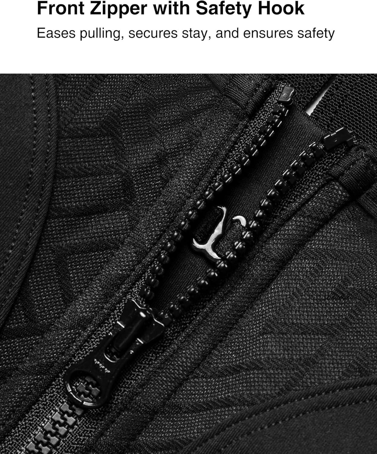 Yvette High Support Sports Bras for Women Zip Front Closure Sports Bra Plus Size Supportive Mold Cups Running Workout(Black)