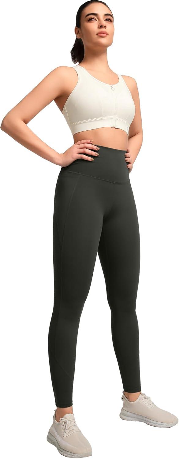 Yvette High Impact Sports Bras for Women Front Zip Supportive Running Bras for Large Bust Plus Size(Off-white)
