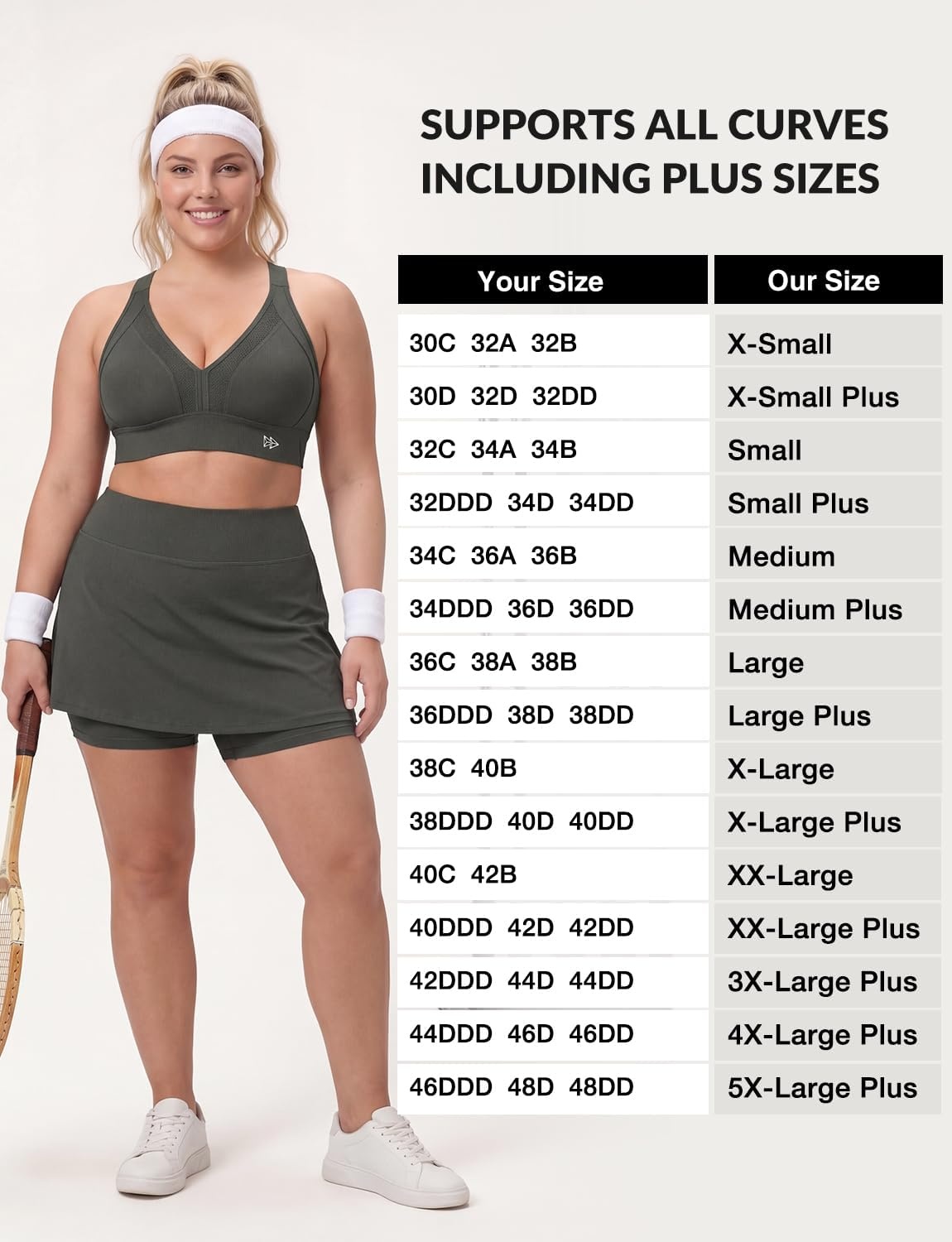 Yvette High Impact Sports Bra for Women, V-Neck Adjustable Cross Straps | Sewn-in Molded Cups, Sweat-wicking, Breathability for Large Busts, No-Shift Support for Running and Workouts(Dark Green)