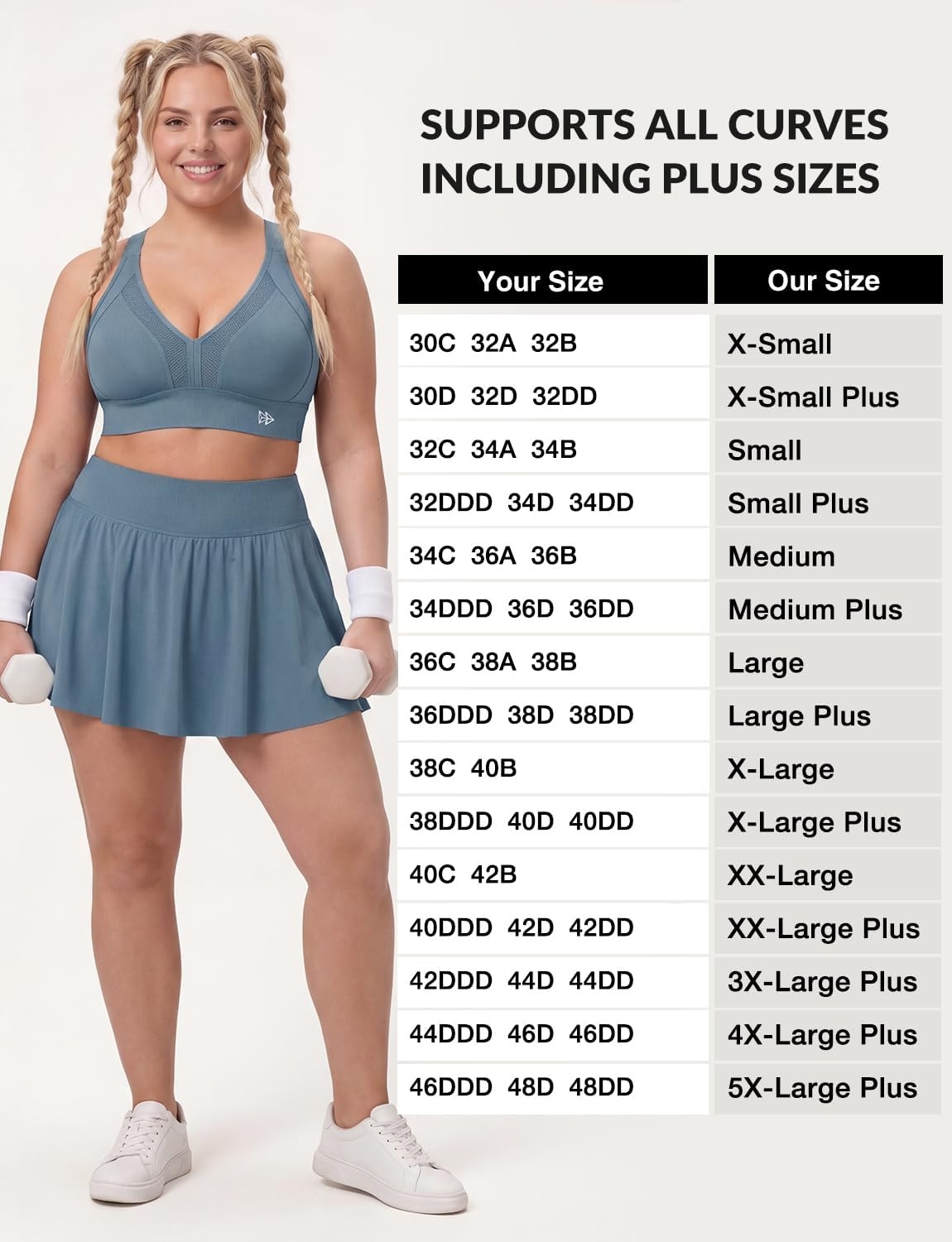Yvette High Impact Sports Bra for Women, V-Neck Adjustable Cross Straps | Sewn-in Molded Cups, Sweat-wicking, Breathability for Large Busts, No-Shift Support for Running and Workouts(Lake Blue)