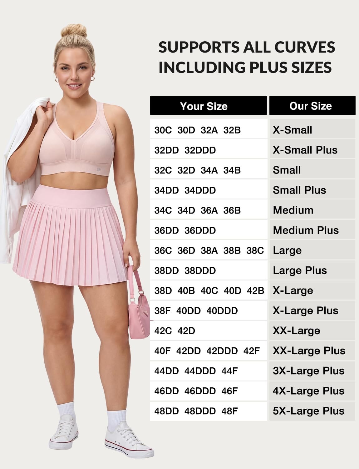 Yvette High Impact Sports Bra for Women, V-Neck Adjustable Cross Straps | Sewn-in Molded Cups, Sweat-wicking, Breathability for Large Busts, No-Shift Support for Running and Workouts(Water Pink)