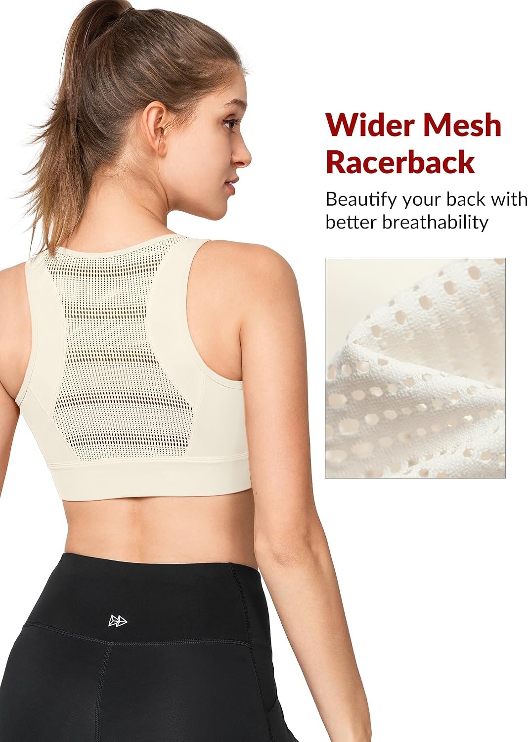 Yvette Front Closure High Impact Sports Bra for Women | Cup Sizes A to DDD Up to 5XL, Sewn in Pads, No Underwire, Breathable Fabric Moisture-Wicking, Easy on and off, Full Coverage(Ivory)