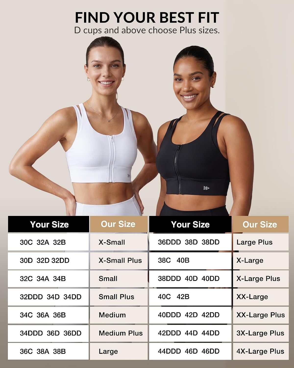 Yvette Front Zip Sports Bra for Women High Impact, Wireless Racerback Workout Bra with Wide Band for Running Gym HIIT(Black)