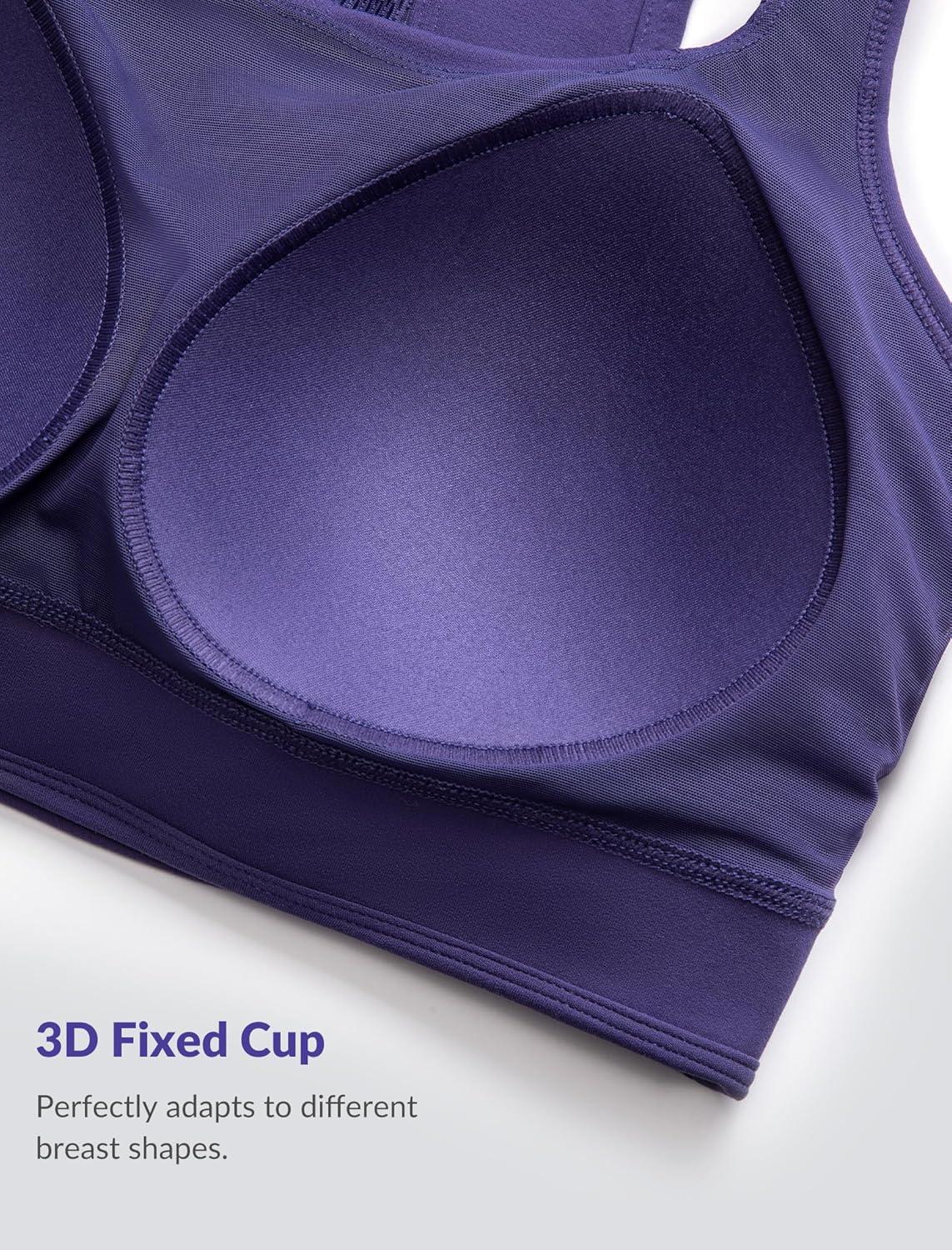 Yvette Yoga Bra Racerback & Mesh Panels Square Neck Fixed Cups Sports Bra for Women Light Support Workout Tank Top(Blue)