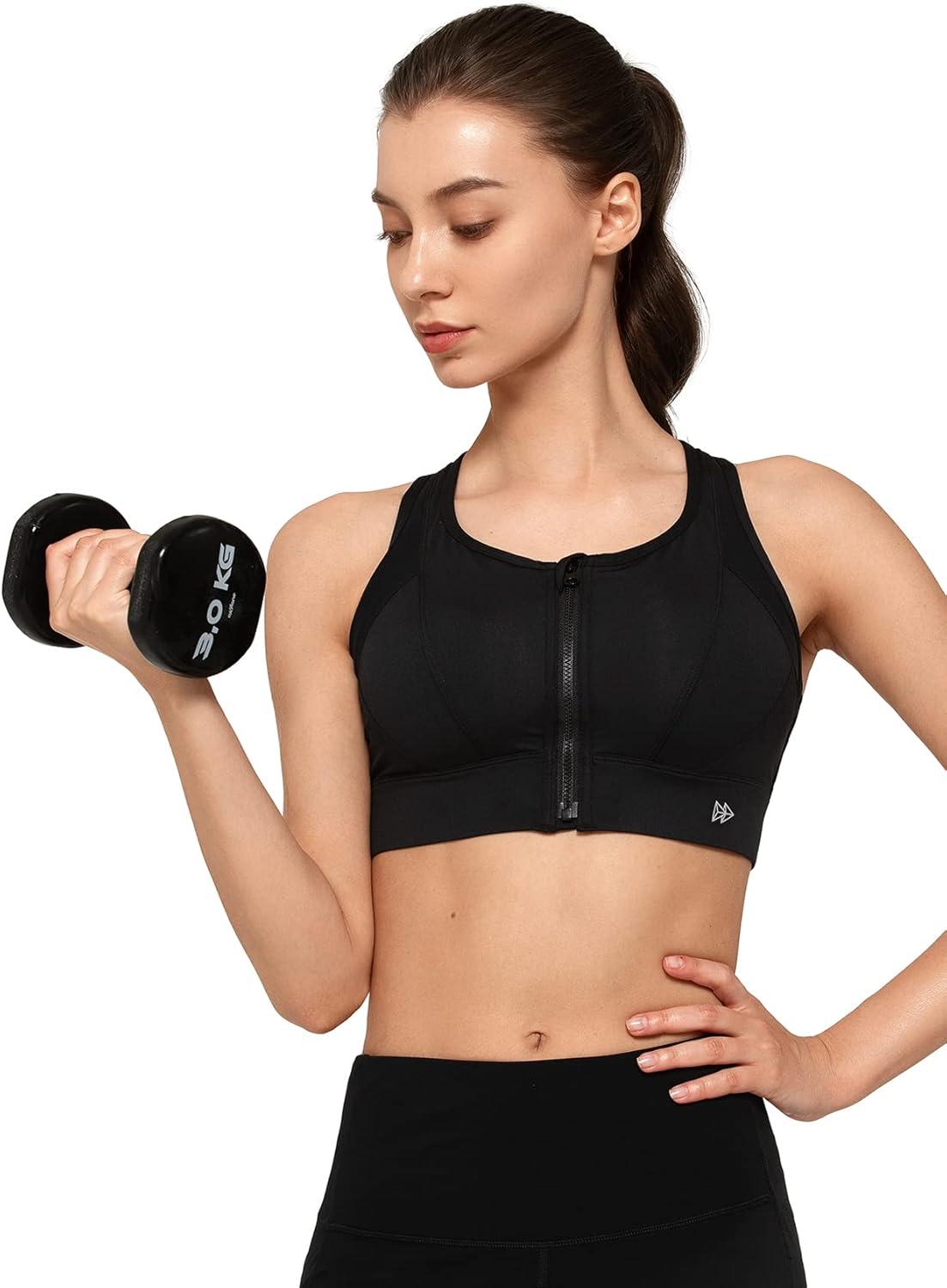 Yvette High Impact Zip Front Sports Bra Mesh Racerback Workout High Support Sports Bras for Women Large Breasts(Pastel Purple)