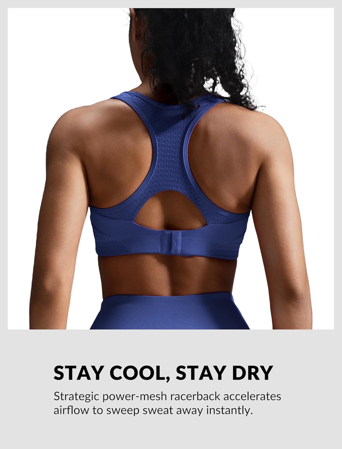 Yvette High Impact Sports Bras for Women Sewn-in Pads Racerback Workout Bra for Running HIIT Large Breast Support A-DDD Cups(Royal Blue)