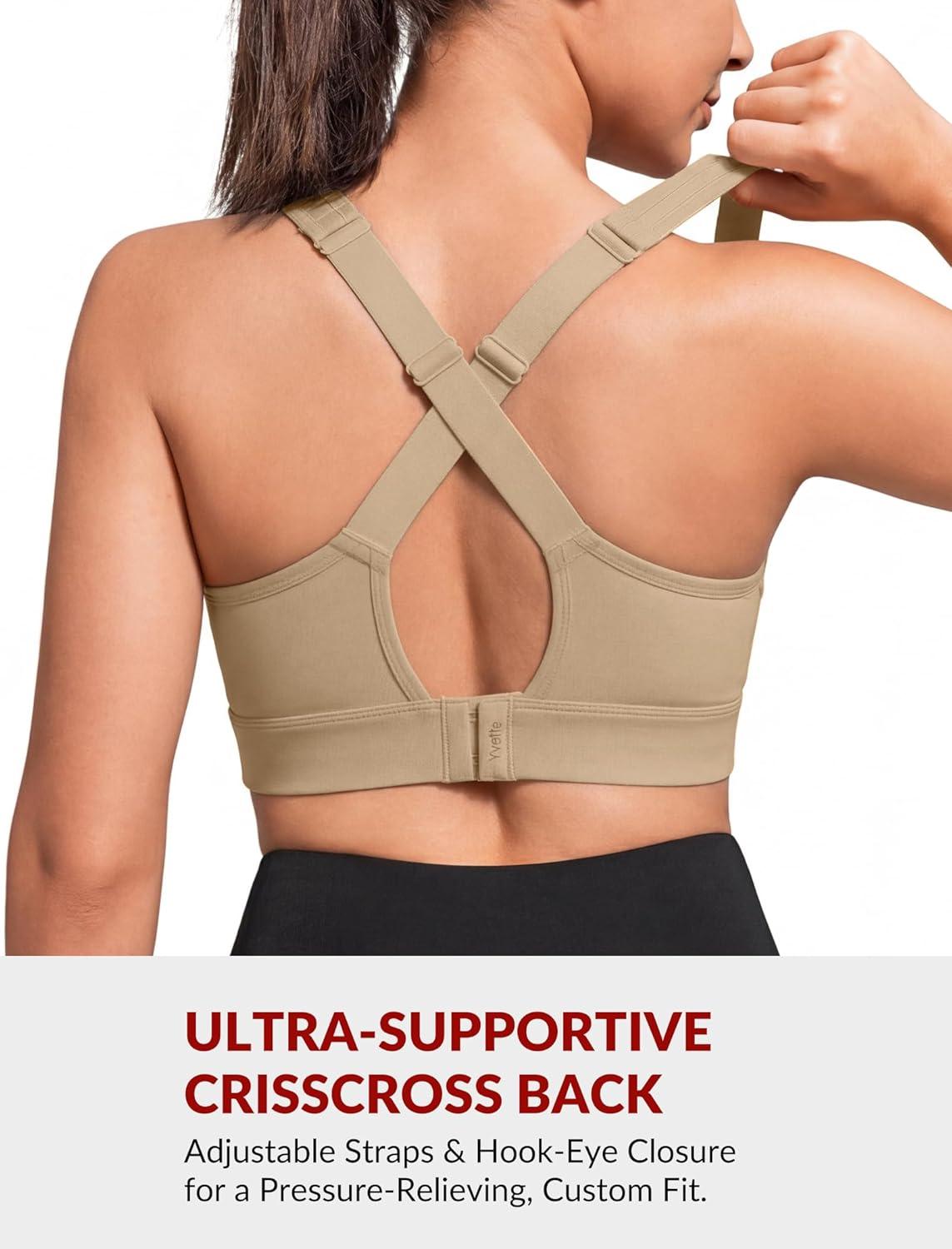 Yvette Nursing Sports Bra for Women High Support Breastfeeding Running Bra Plus Size with Adjustable Straps, Padded Plus Size(Brown)