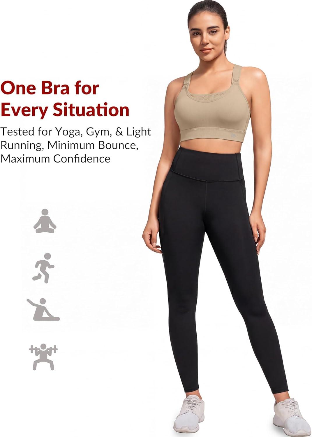 Yvette Nursing Sports Bra for Women High Support Breastfeeding Running Bra Plus Size with Adjustable Straps, Padded Plus Size(Brown)