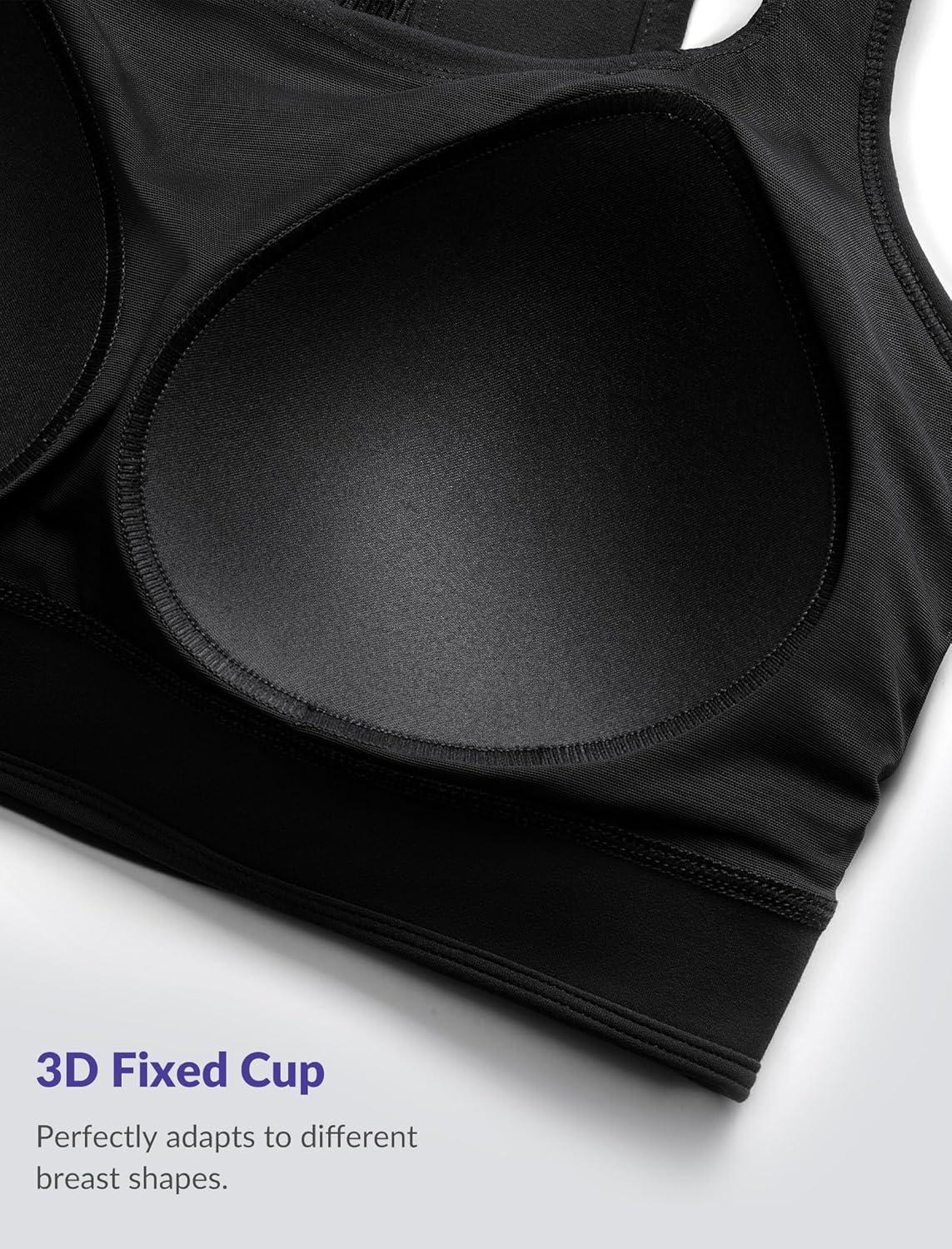 Yvette Yoga Bra Racerback & Mesh Panels Square Neck Fixed Cups Sports Bra for Women Light Support Workout Tank Top(Black)