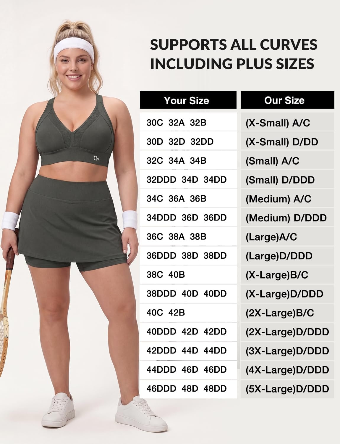 Yvette High Impact Sports Bra for Women, V-Neck Adjustable Cross Straps | Sewn-in Molded Cups, Sweat-wicking, Breathability for Large Busts, No-Shift Support for Running and Workouts