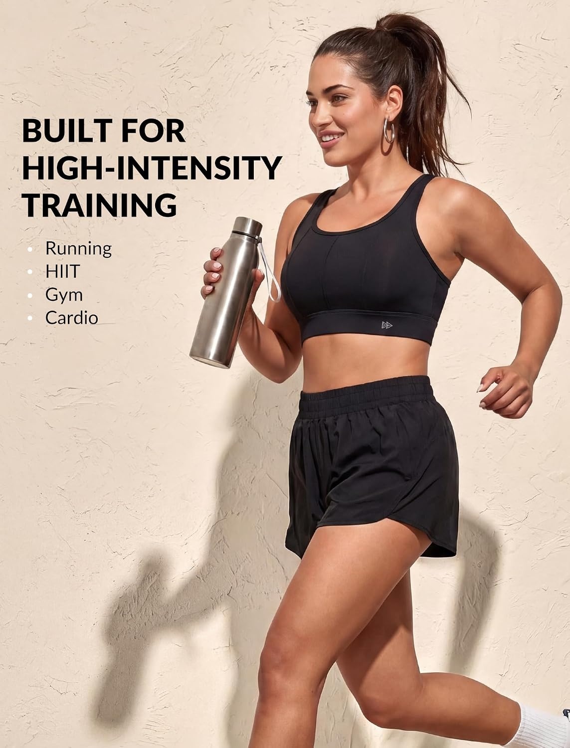 Yvette Racerback Sports Bras for Women High Impact, Maximum Support Wireless Running Bra for Large Breasts with Sewn in Pads(Blue)