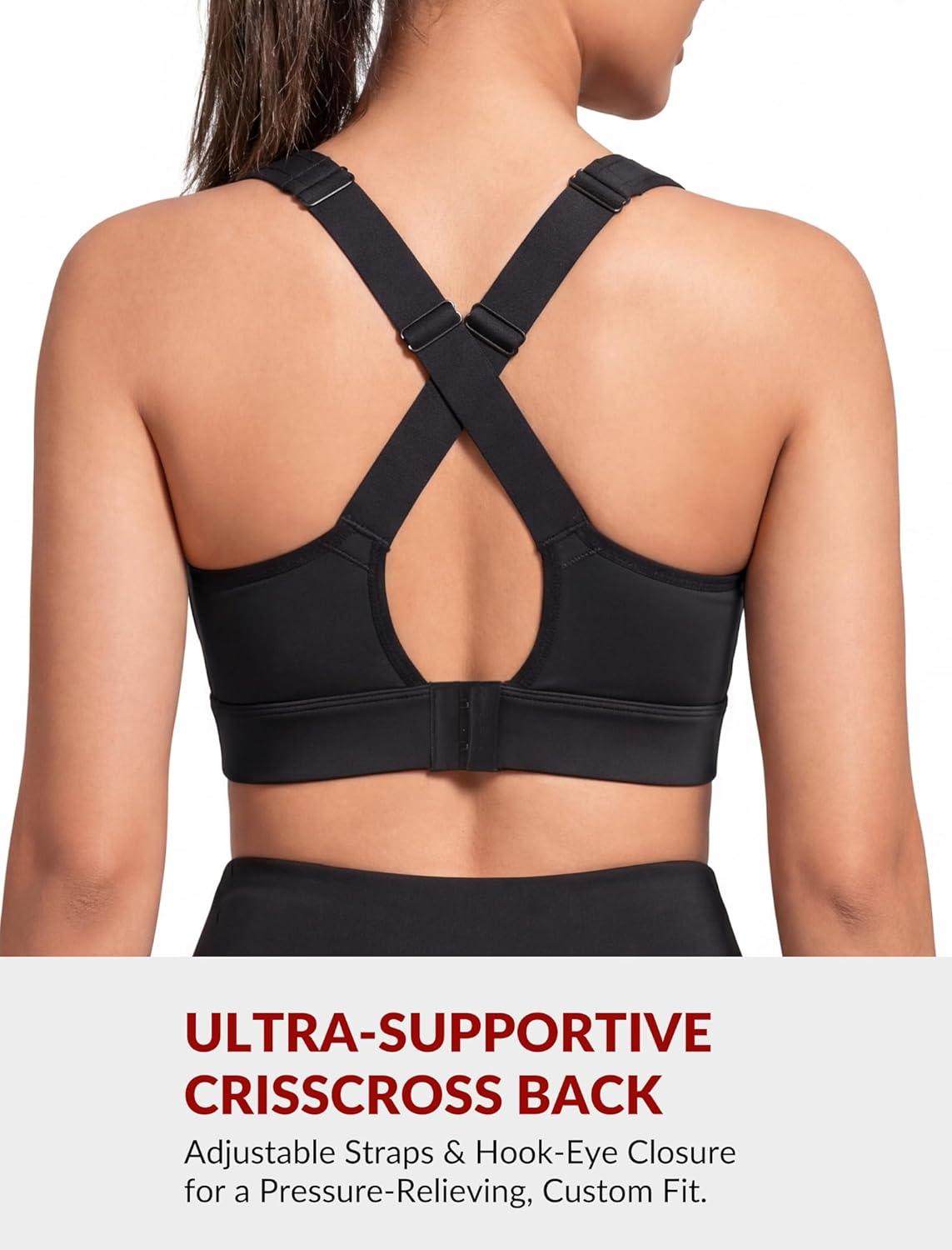 Yvette Nursing Sports Bra for Women High Support Breastfeeding Running Bra Plus Size with Adjustable Straps, Padded Plus Size(Black)