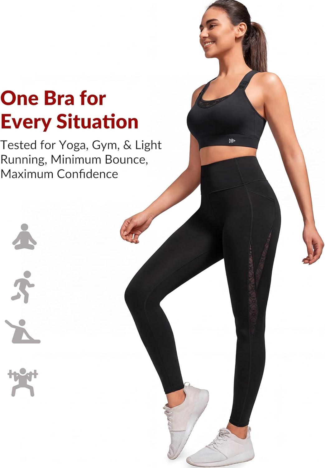 Yvette Nursing Sports Bra for Women High Support Breastfeeding Running Bra Plus Size with Adjustable Straps, Padded Plus Size(Black)