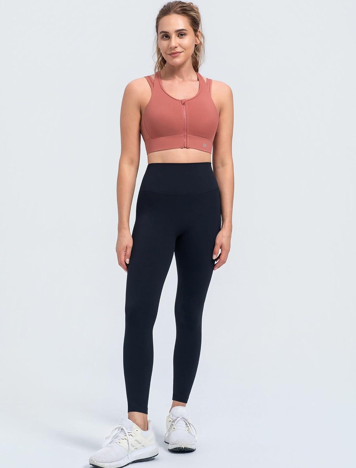 Yvette Front Closure High Support Sports Bras for Women Double Straps Plus Size Sports Bra with Sewn in Pads(Rose Red)