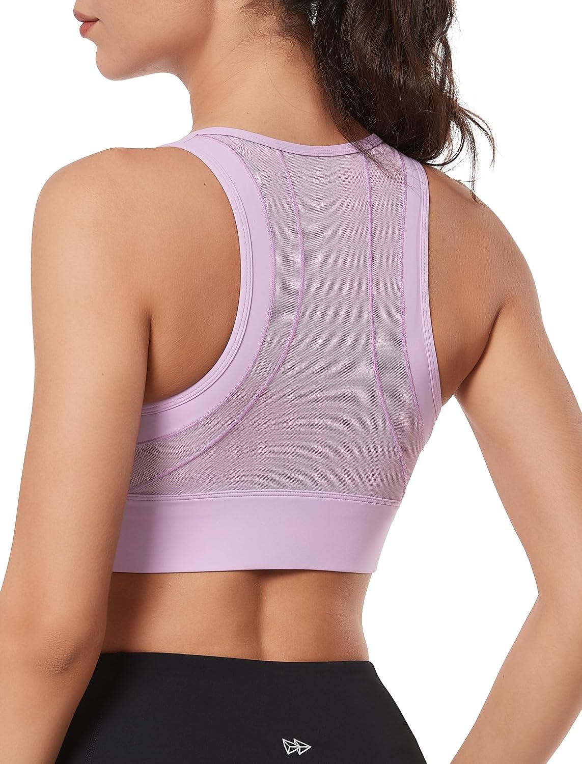 Yvette Women’s Sports Bra Front Zipper High Impact Support Mesh Racerback | Plus Size Friendly,Sewn-in Pads Stay Put,Wirefree & Supportive,Breathable,Secure Zip Closure,For Large Bust,Running,Gym,HIIT(Purple)