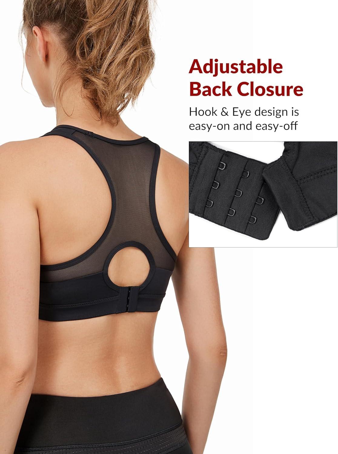 Yvette Plus Size Sports Bras for Women Comfortable Racerback Supporttive Sports Bra Medium Impact Wireless(Black)