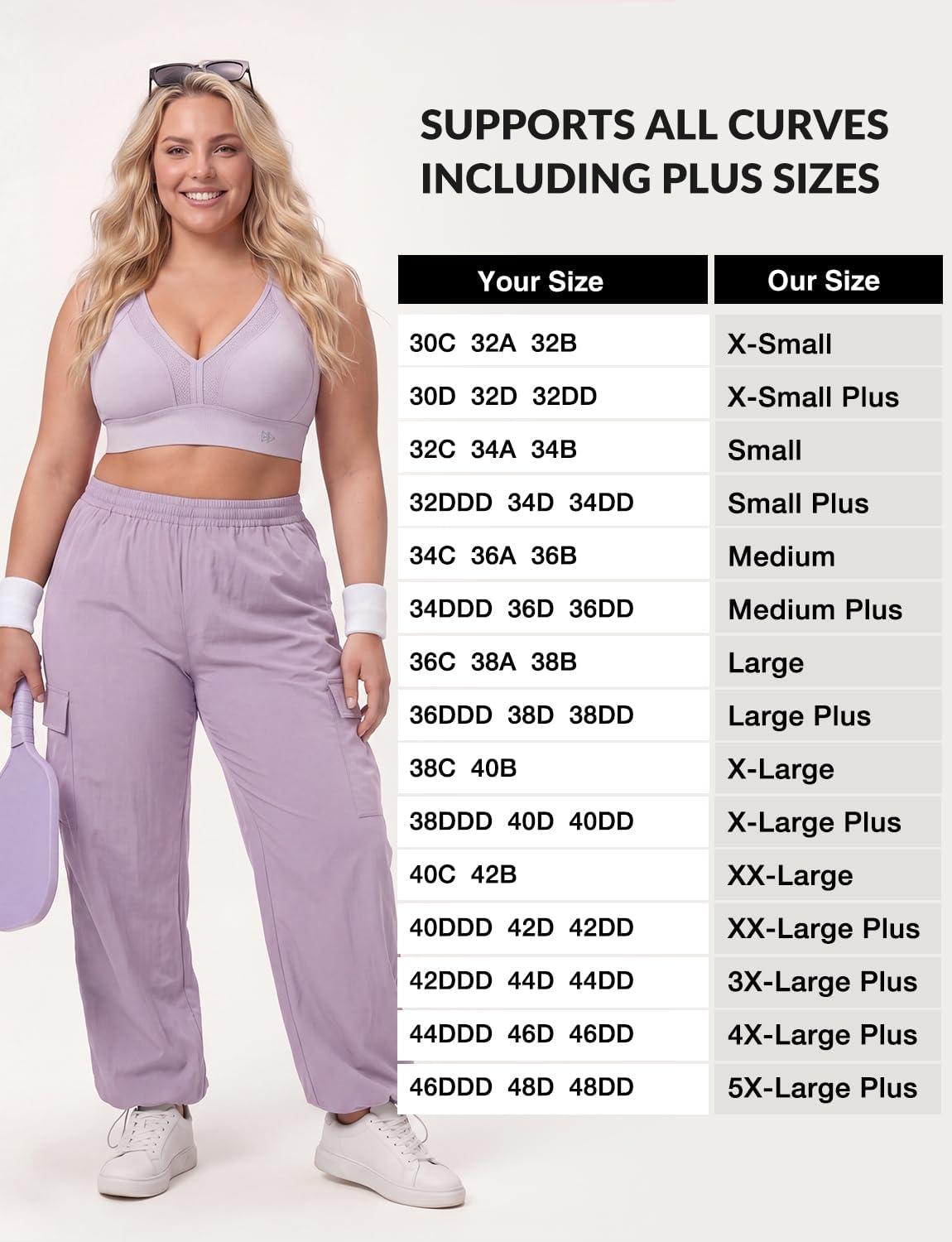Yvette Sports Bras for Women High Impact Support, Sleek V-Neck with Adjustable Criss Cross Straps for Running&Workout(Light Purple)