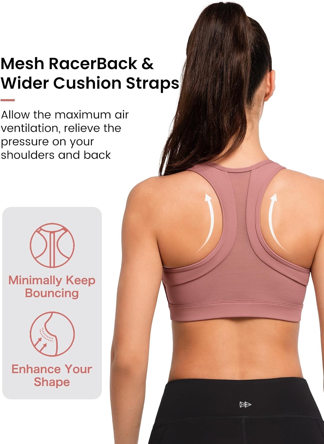 Yvette Zip Front High Impact Sports Bra for Large Bust | Secure Locking Zipper,Fixed Non-Slip Pads,Breathable,Wireless Comfort,Running Bra Plus Size Friendly,Gym Workout,Fitness(Rouge Pink)
