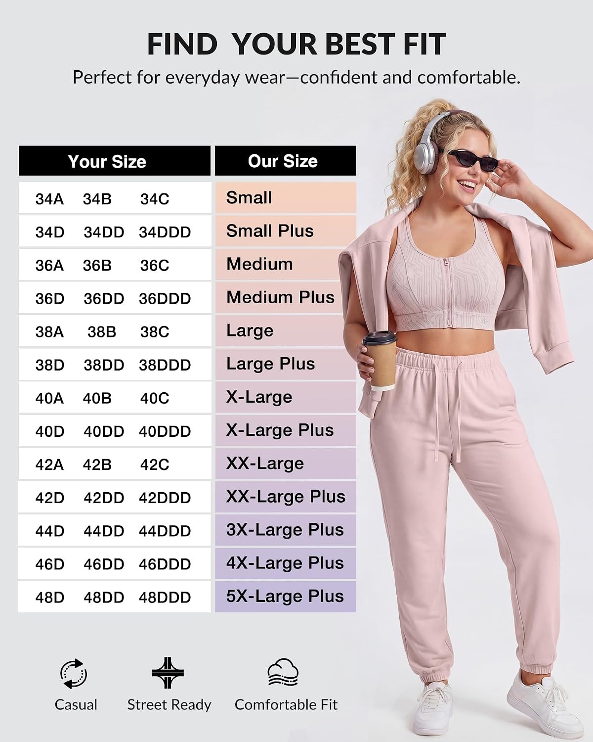 Yvette Front Zip Sports Bra for Women,High Support Full Coverage | Sewn-in Molded Cups, No Side Spillage, Wide Underband for Large Busts, Easy On and Off for Running and Workouts(Pink)