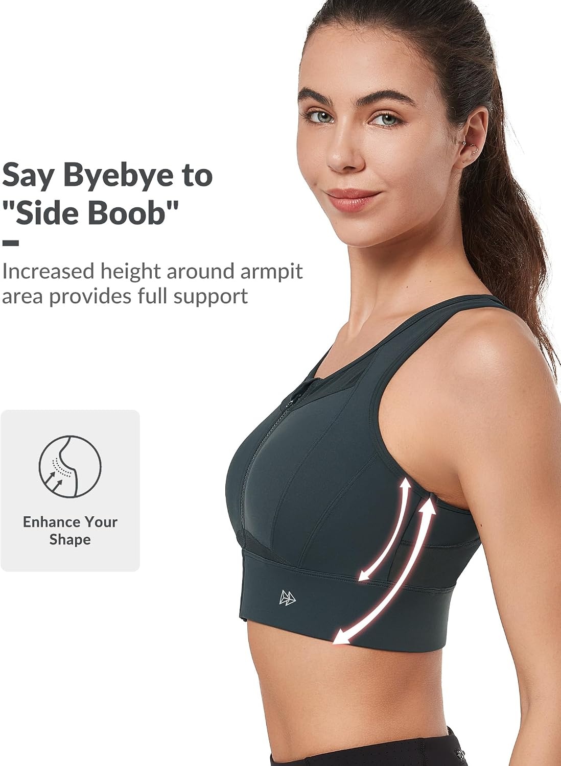 Yvette Women’s Sports Bra Front Zipper High Impact Support Mesh Racerback | Plus Size Friendly,Sewn-in Pads Stay Put,Wirefree & Supportive,Breathable,Secure Zip Closure,For Large Bust,Running,Gym,HIIT(Haze Blue)
