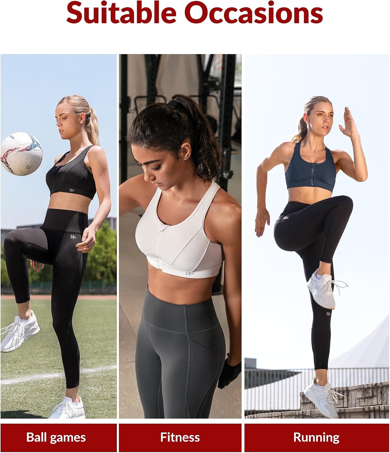 Yvette Zip Front High Impact Sports Bra for Large Bust | Secure Locking Zipper,Fixed Non-Slip Pads,Breathable,Wireless Comfort,Running Bra Plus Size Friendly,Gym Workout,Fitness(Navy Blue)
