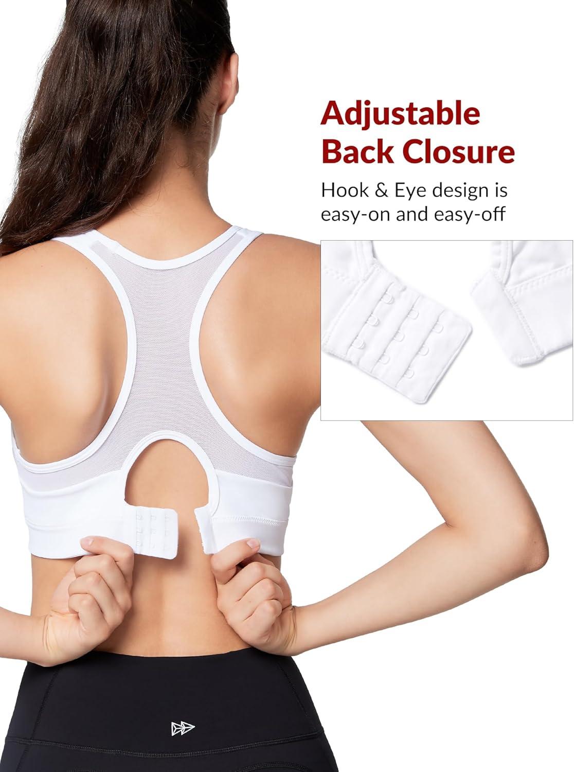 Yvette Plus Size Sports Bras for Women Comfortable Racerback Supporttive Sports Bra Medium Impact Wireless(White)