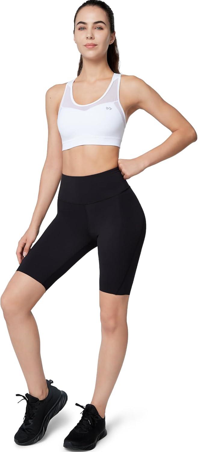 Yvette Plus Size Sports Bras for Women Comfortable Racerback Supporttive Sports Bra Medium Impact Wireless(White)