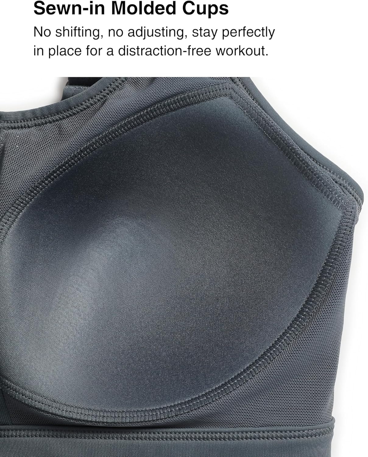 Yvette Adjustable Sports Bras for Women High Impact Support, Zip Front Sports Bra Plus Size Wireless for Running Workout Gym(Haze Blue)