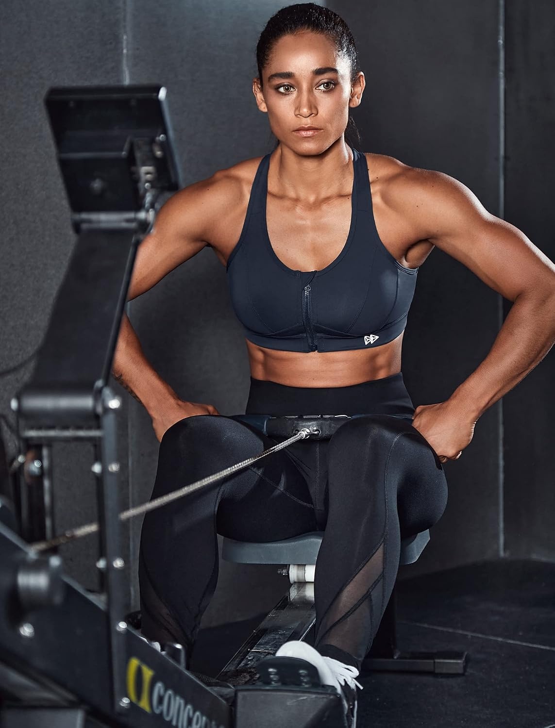 Yvette Zip Front High Impact Sports Bra for Large Bust | Secure Locking Zipper,Fixed Non-Slip Pads,Breathable,Wireless Comfort,Running Bra Plus Size Friendly,Gym Workout,Fitness(Haze Blue)