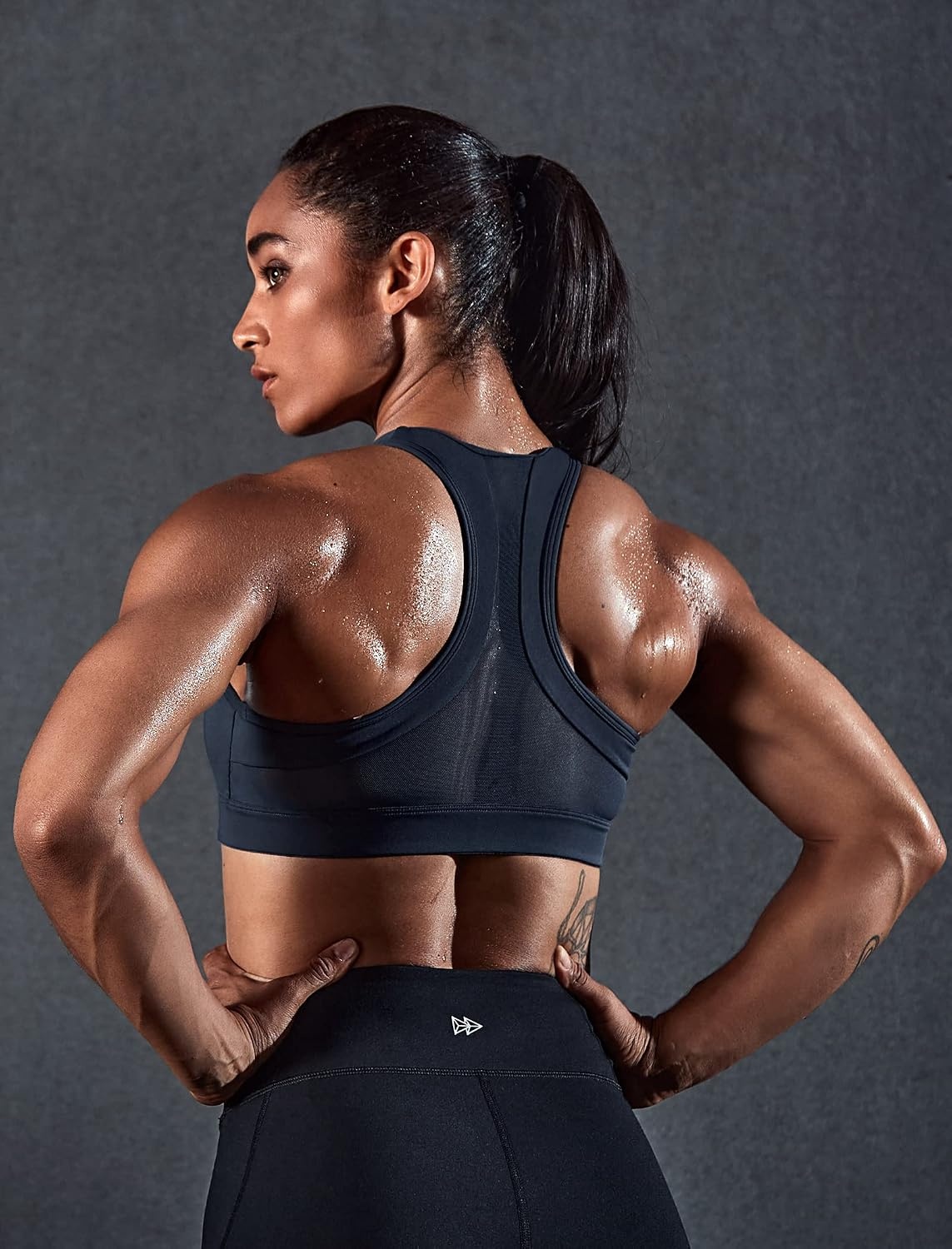 Yvette Zip Front High Impact Sports Bra for Large Bust | Secure Locking Zipper,Fixed Non-Slip Pads,Breathable,Wireless Comfort,Running Bra Plus Size Friendly,Gym Workout,Fitness(Haze Blue)