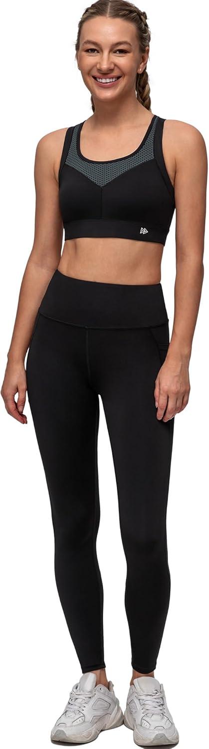 Yvette Racerback Sports Bras for Women High Support Running Supportive Sports Bra with Sewn in Pads(Grey)