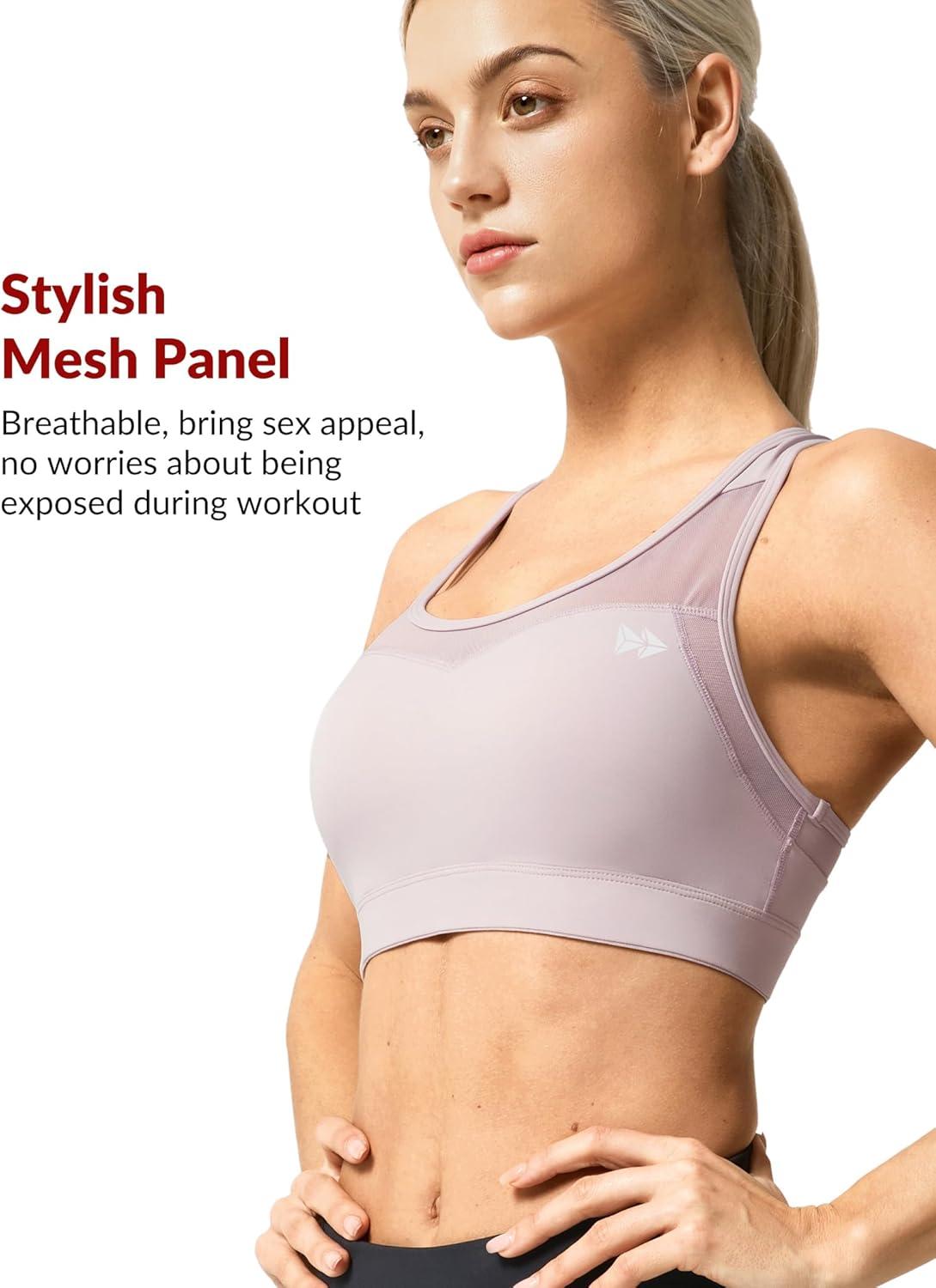 Yvette Plus Size Sports Bras for Women Comfortable Racerback Supporttive Sports Bra Medium Impact Wireless(Light Purple)