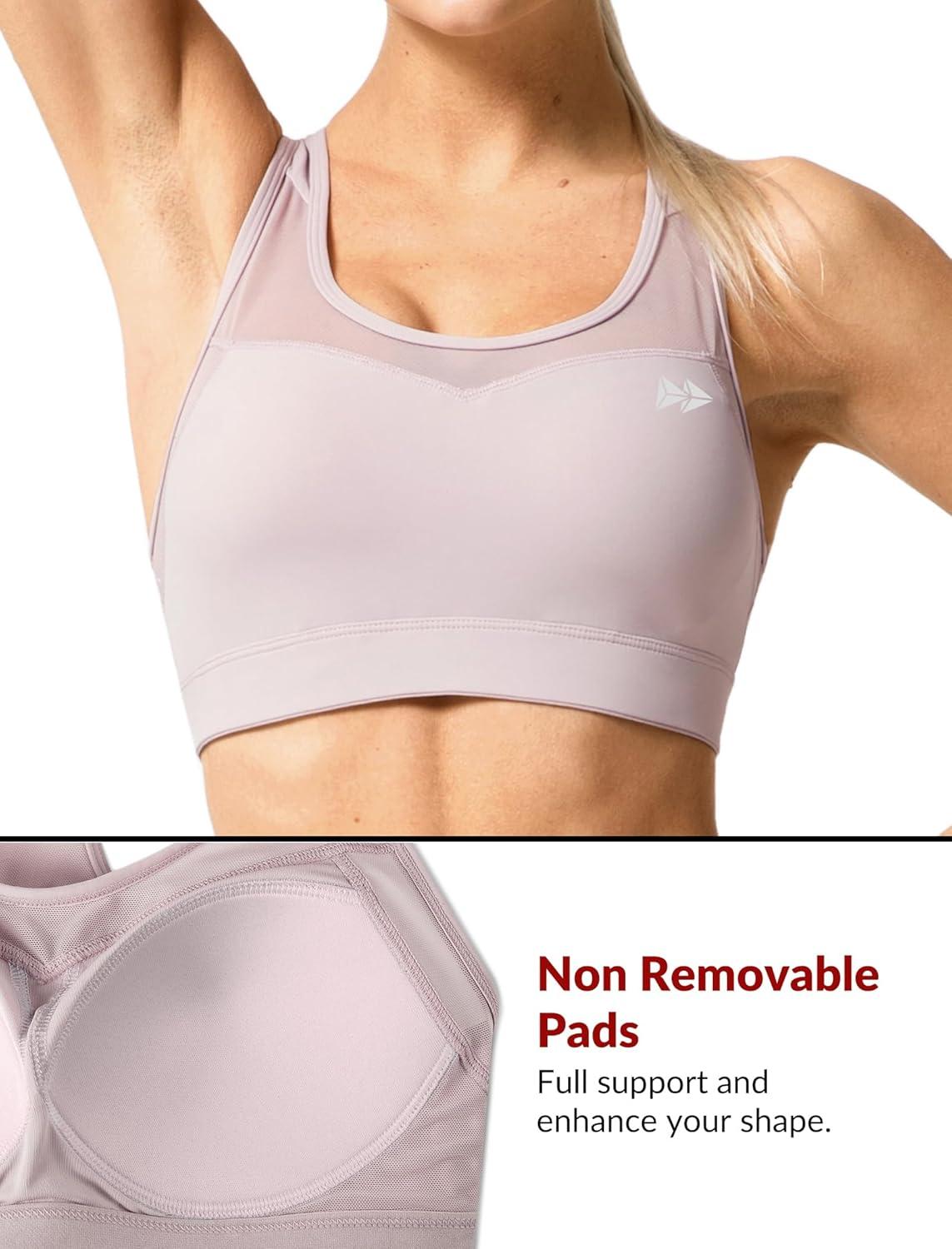 Yvette Plus Size Sports Bras for Women Comfortable Racerback Supporttive Sports Bra Medium Impact Wireless(Light Purple)
