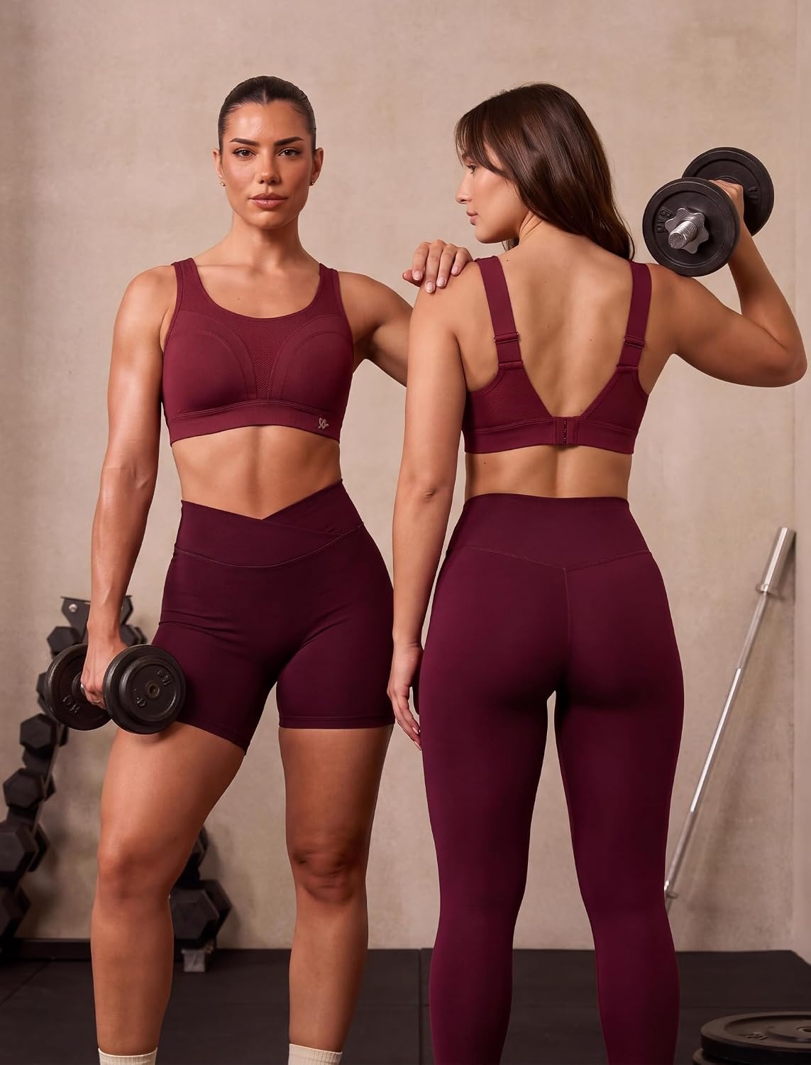 Yvette Supportive Adjustable Sports Bras Molded Cup | High Impact Support,Non Removable Sewn-in Pads,No Bounce,Wireless & Comfortable,Running,Gym Workout,HIIT,Hook & Eye Closure(Wine Red)