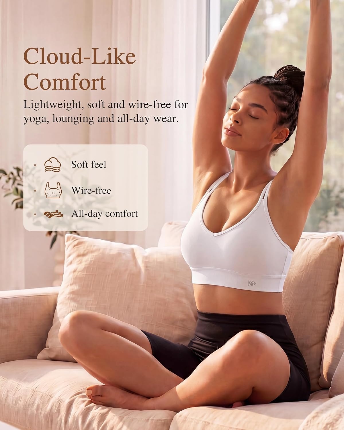 Yvette Yoga Bras Midium Support for Women Low Impact Spaghetti Strap Mesh Splicing Style for Yoga Pilates Walking Daily(White)